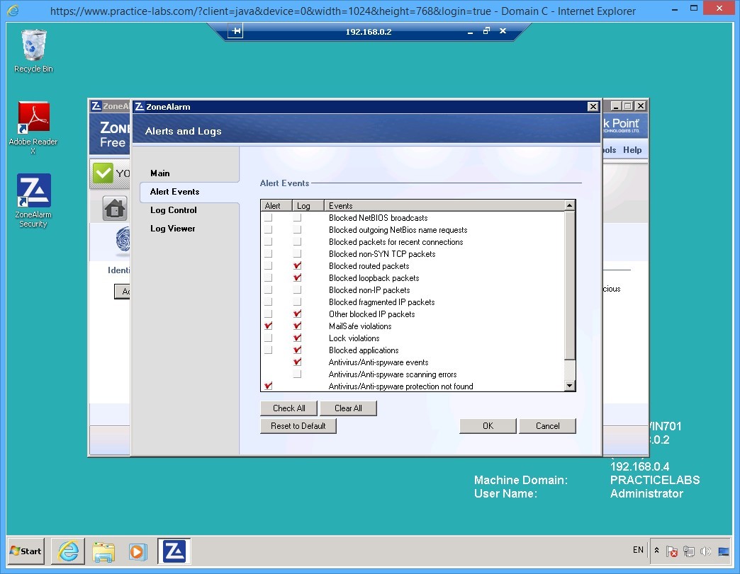 Practice Labs screenshot.
